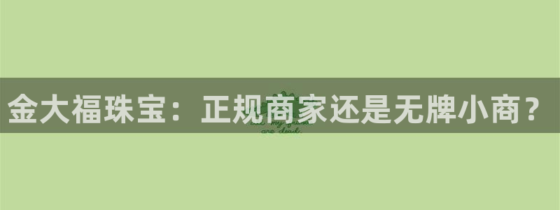 新宝5官网：金大福珠宝：正规商家还是无牌小商？
